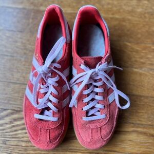 Adidas Handball Spezial in Bright Red & Clear Pink, US 5 1/2 (Women’s 6.5/7)